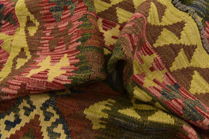 3' 7 x 6' 5 Hand Woven Kilim Maymana Wool Rug
