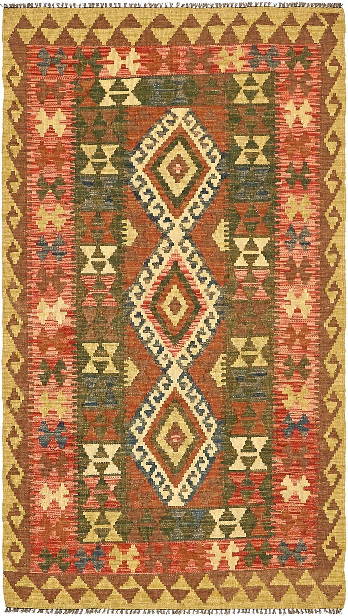 3' 7 x 6' 5 Hand Woven Kilim Maymana Wool Rug