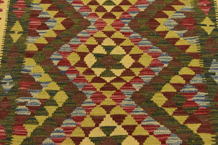 3' 3 x 4' Hand Woven Kilim Maymana Wool Rug
