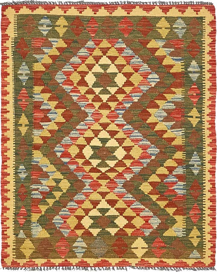 3' 3 x 4' Hand Woven Kilim Maymana Wool Rug