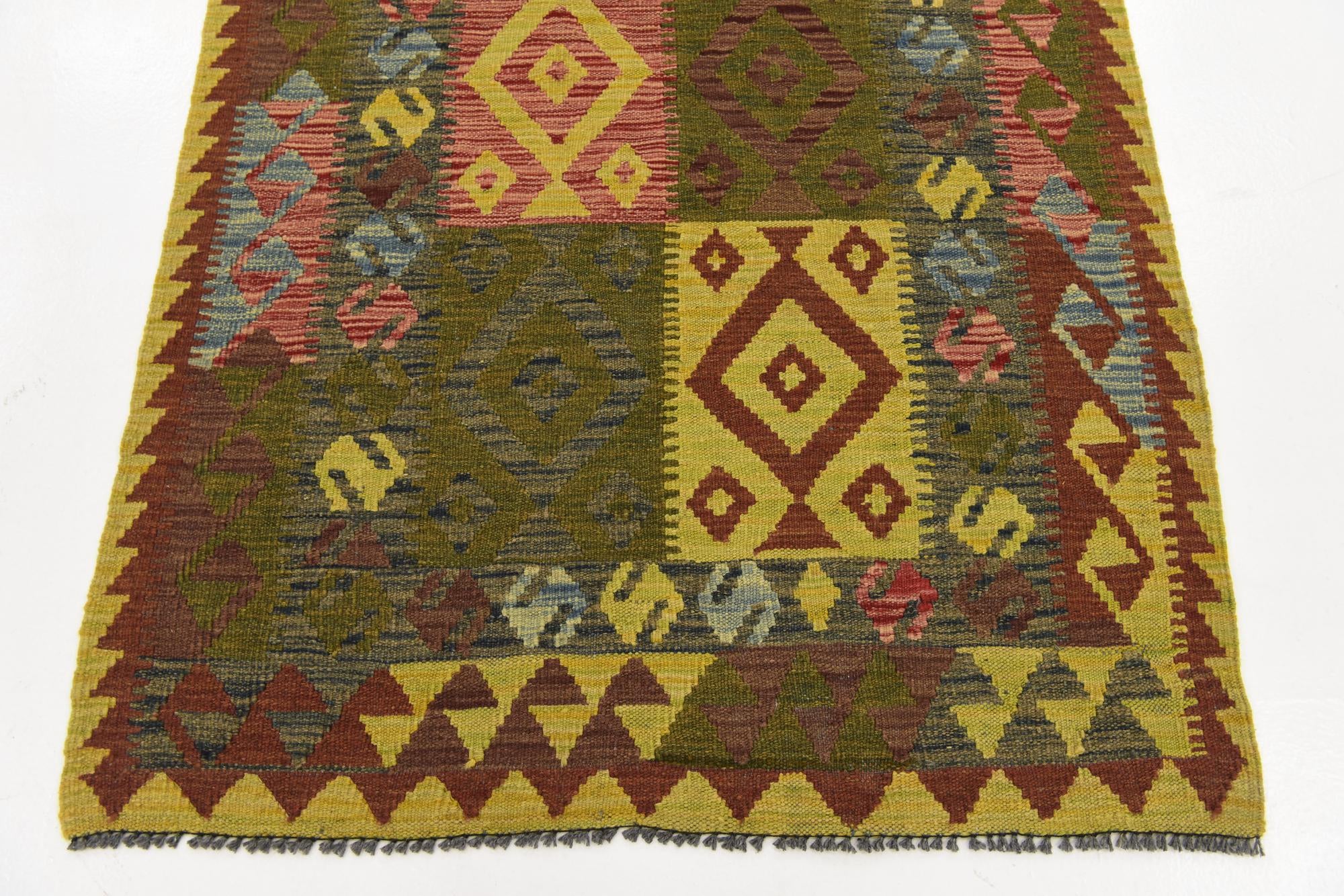 3' 7 x 5' 5 Hand Woven Kilim Maymana Wool Rug