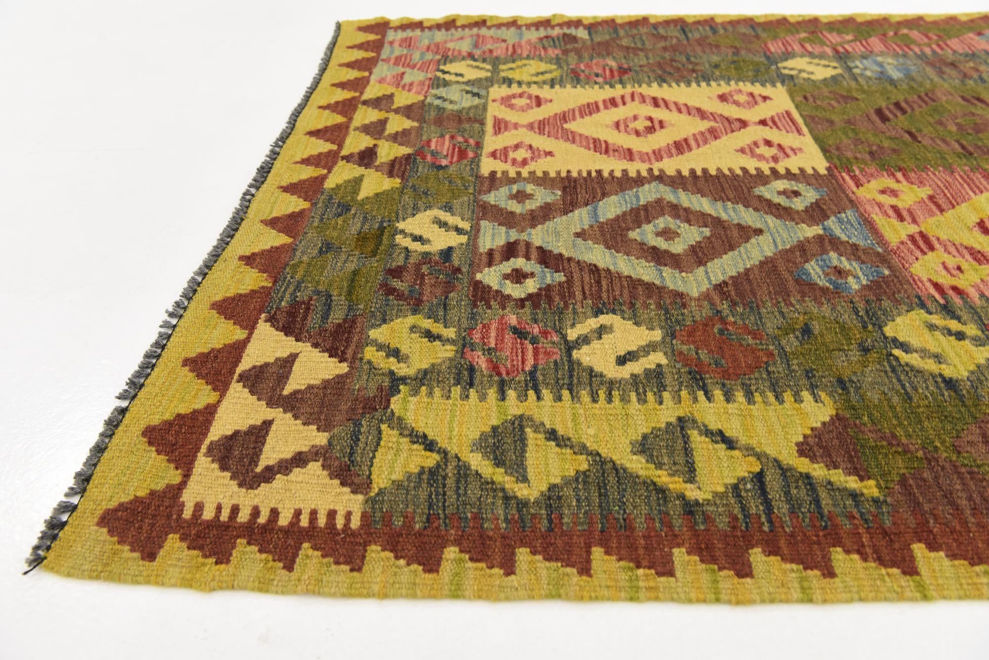 3' 7 x 5' 5 Hand Woven Kilim Maymana Wool Rug