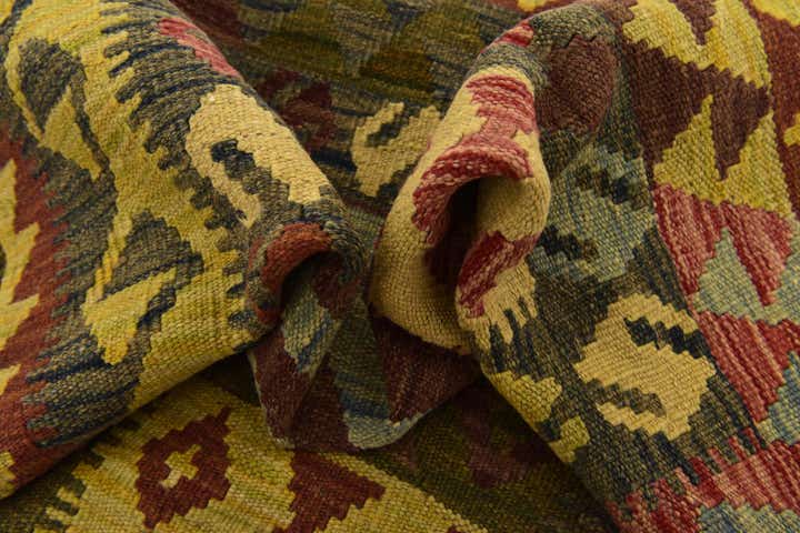110cm x 165cm Handgeweven Kilim Maymana Wol Vloerkleed
