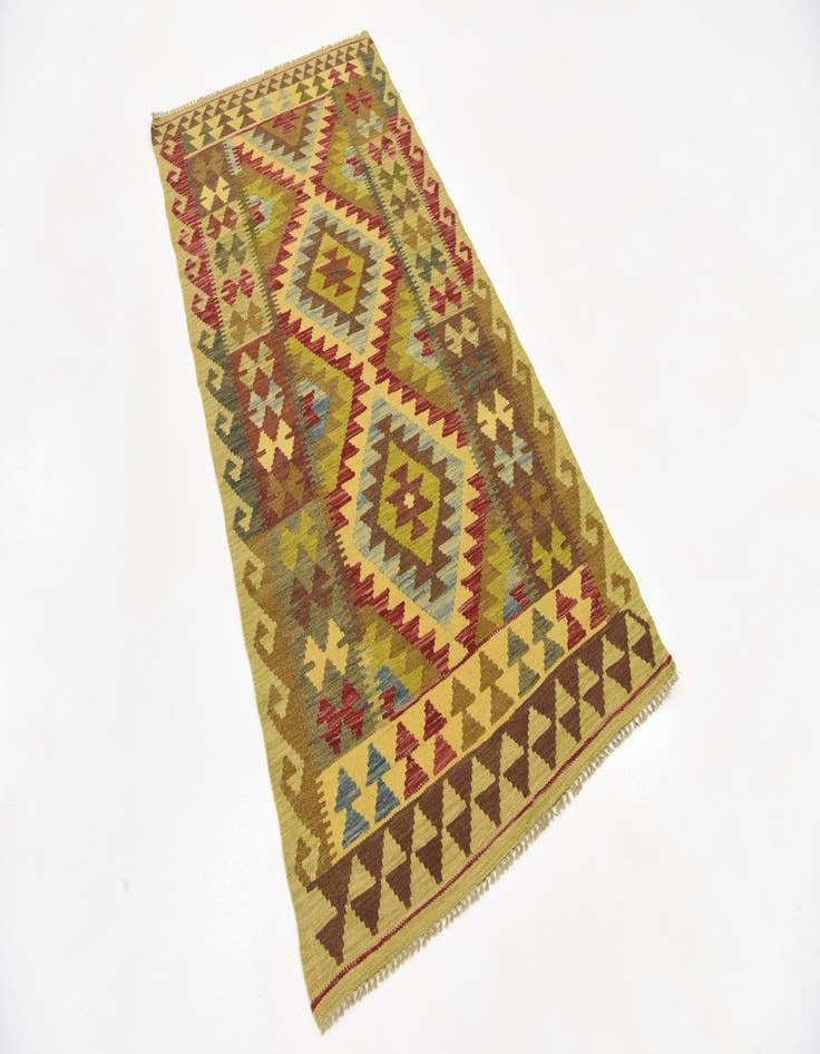 Detail image of 3' 2 x 6' 4 Hand Woven Kilim Maymana Wool Rug