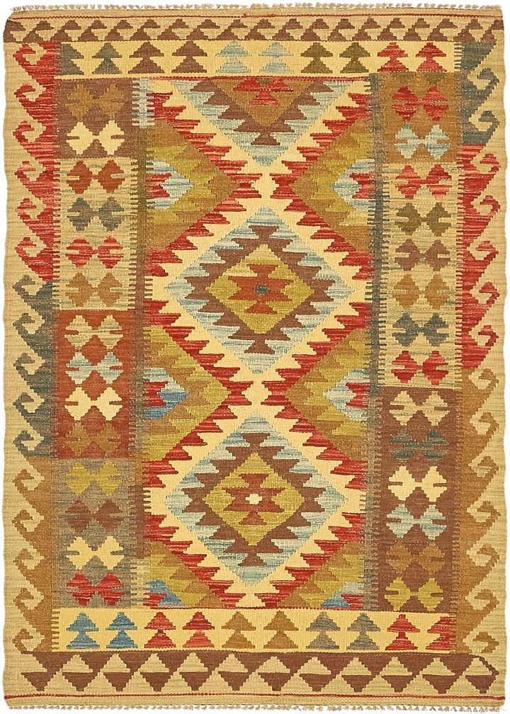 3' 2 x 6' 4 Hand Woven Kilim Maymana Wool Rug