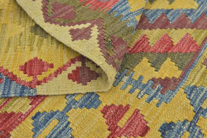 3' 5 x 4' 10 Hand Woven Kilim Maymana Wool Rug