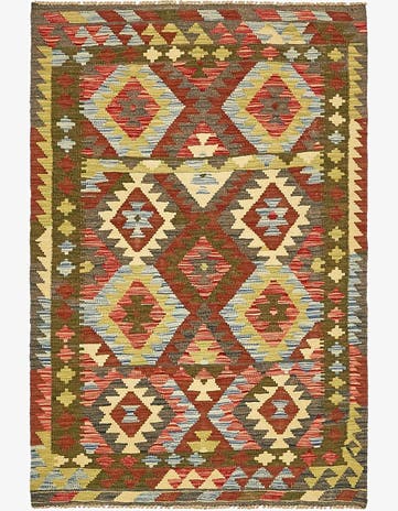 3' 3 x 5' Hand Woven Kilim Maymana Wool Rug