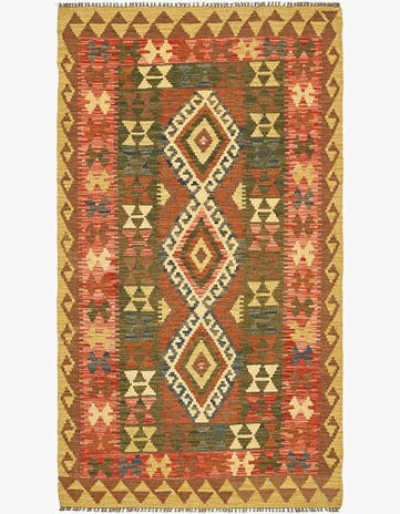 3' 7 x 6' 5 Hand Woven Kilim Maymana Wool Rug
