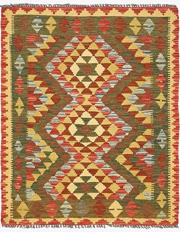 3' 3 x 4' Hand Woven Kilim Maymana Wool Rug