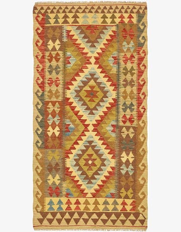 3' 2 x 6' 4 Hand Woven Kilim Maymana Wool Rug