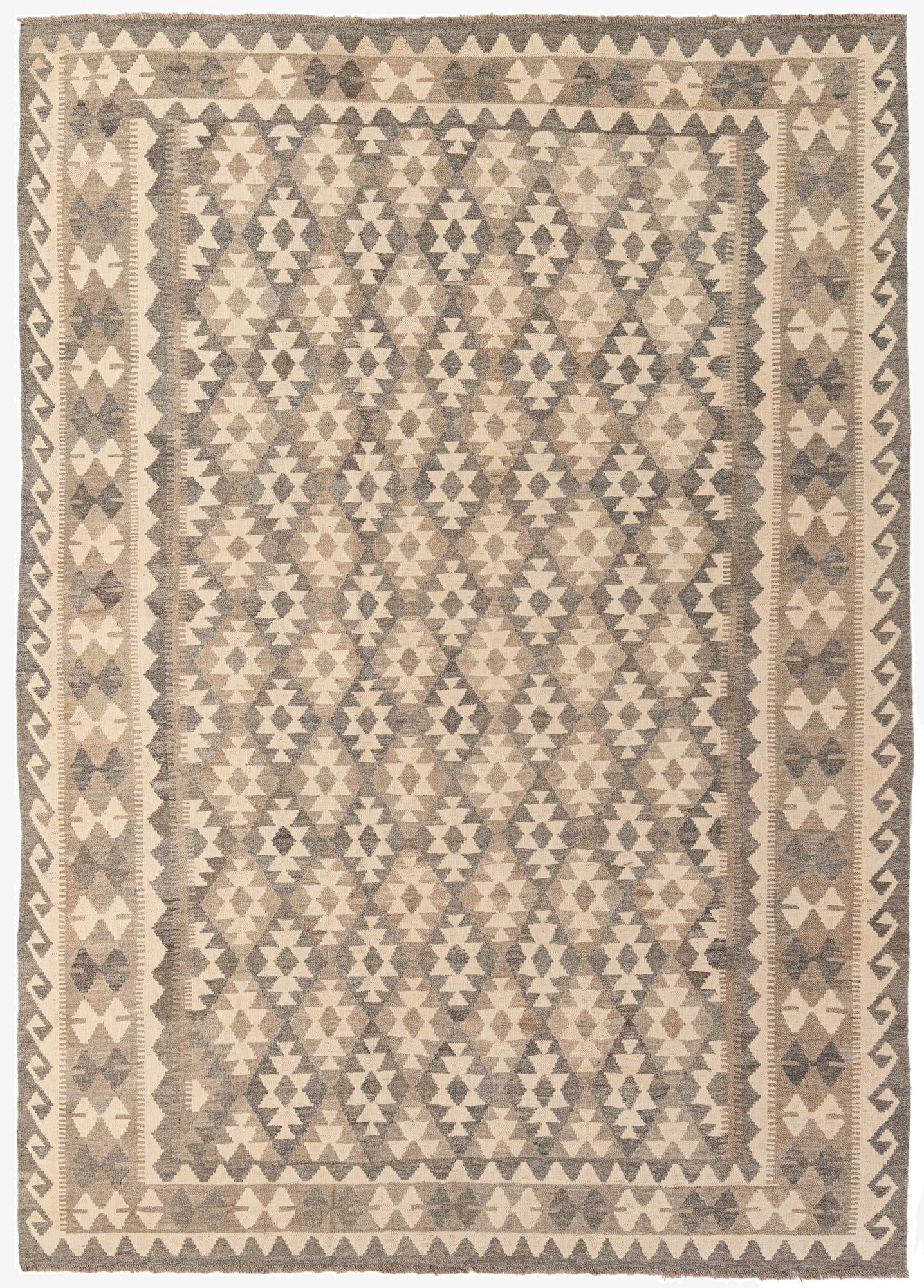 7' x 9' 9  Hand Woven Kilim Maymana Wool Rug