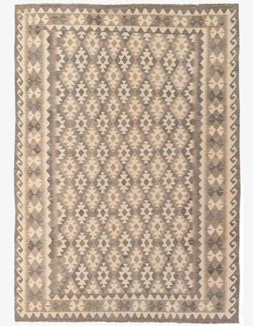 7' x 9' 9 Hand Woven Kilim Maymana Wool Rug