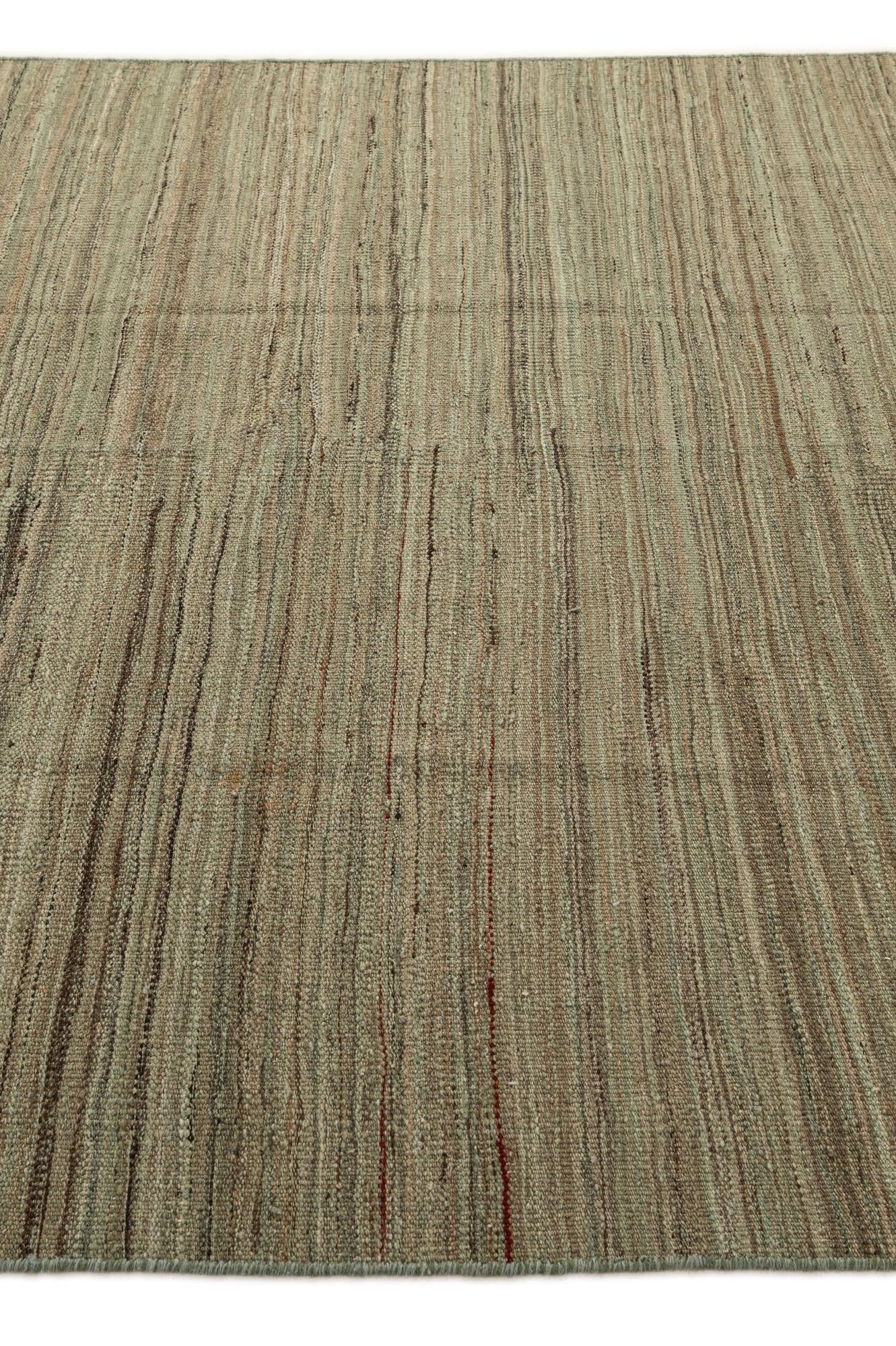 6' 4 x 9' 1 Hand Woven Kilim Modern Wool Rug
