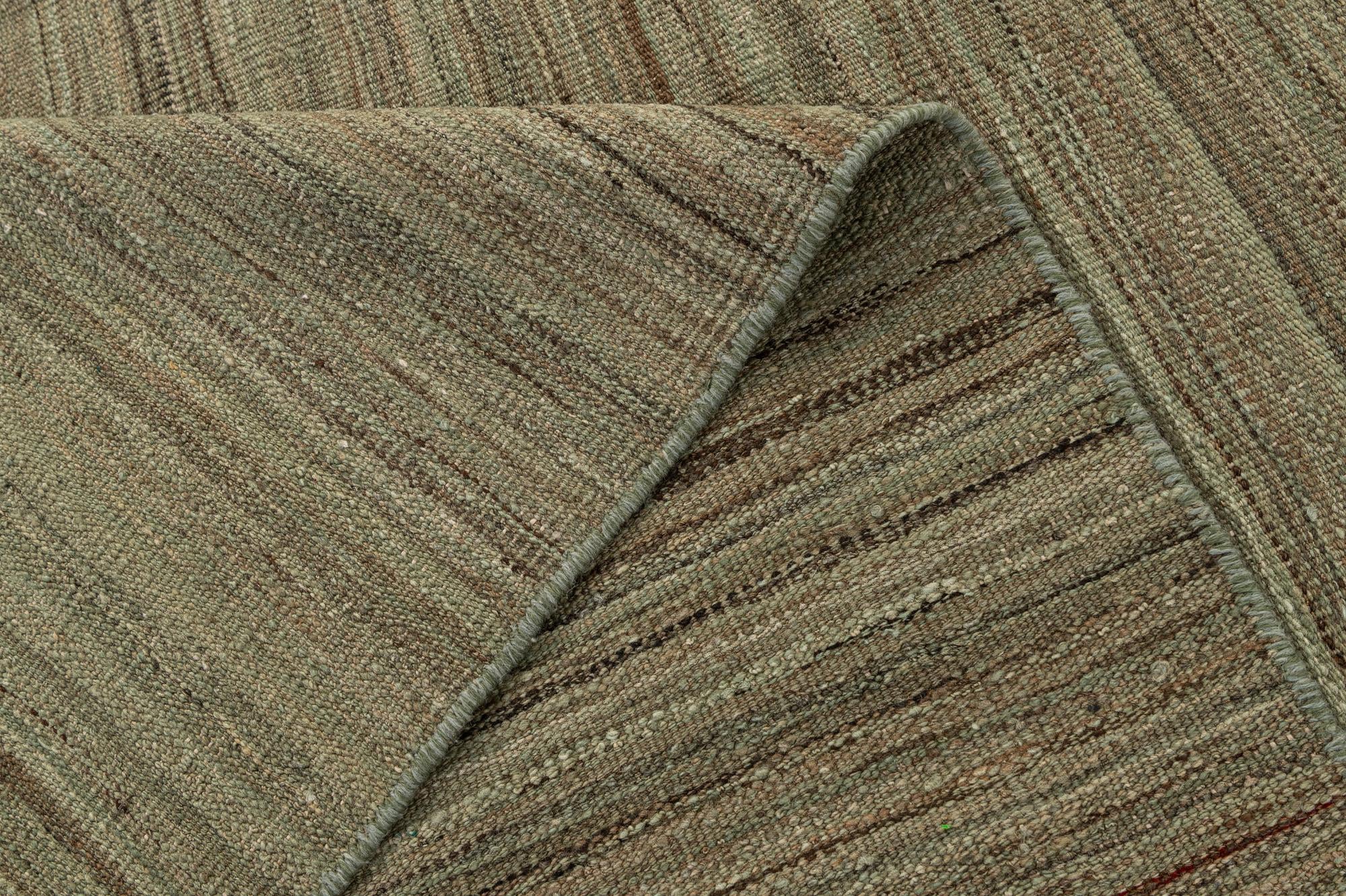 6' 4 x 9' 1 Hand Woven Kilim Modern Wool Rug