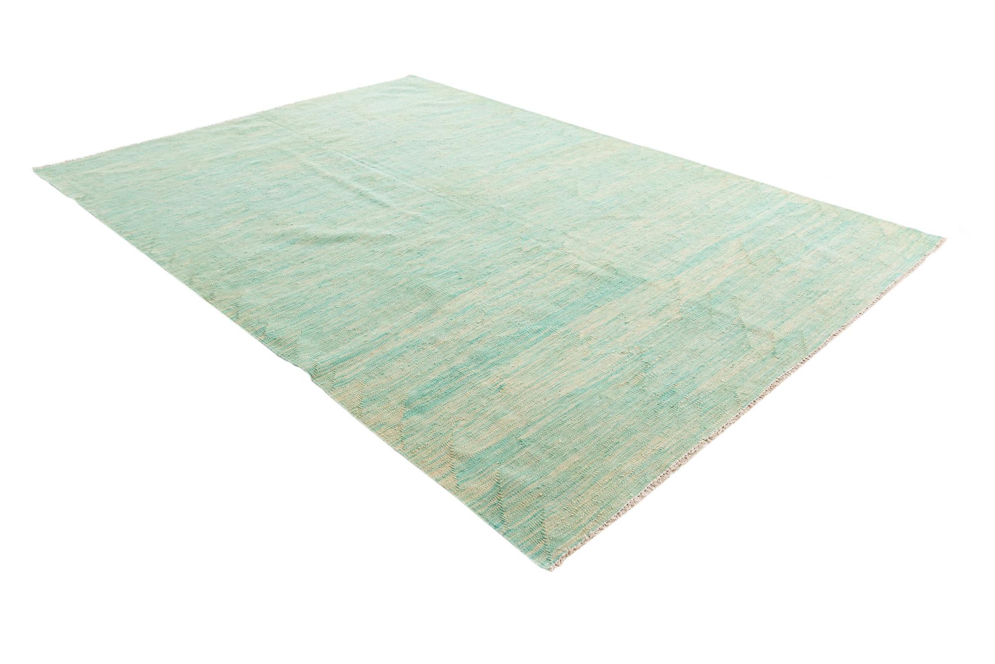 5' 8 x 8' 3 Hand Woven Kilim Modern Wool Rug