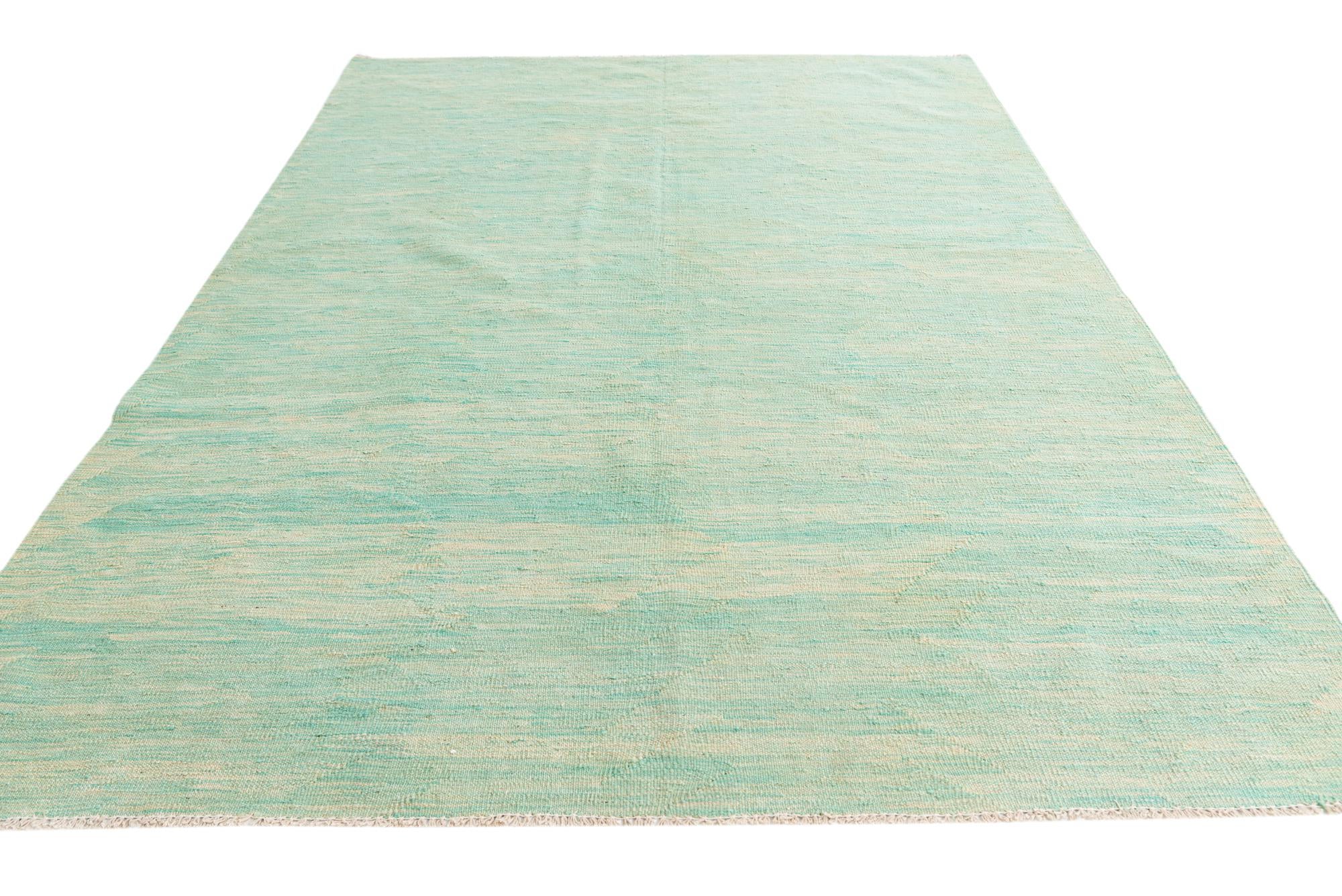 5' 8 x 8' 3 Hand Woven Kilim Modern Wool Rug