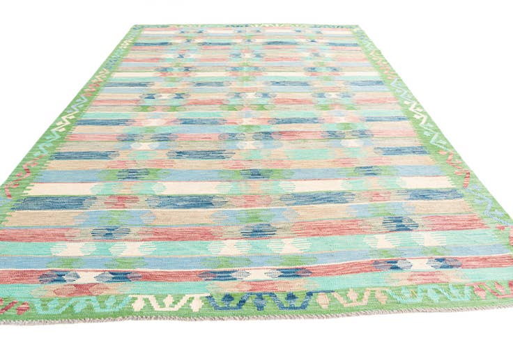 Detail image of 6' 7 x 9' 8 Hand Woven Kilim Modern Wool Rug