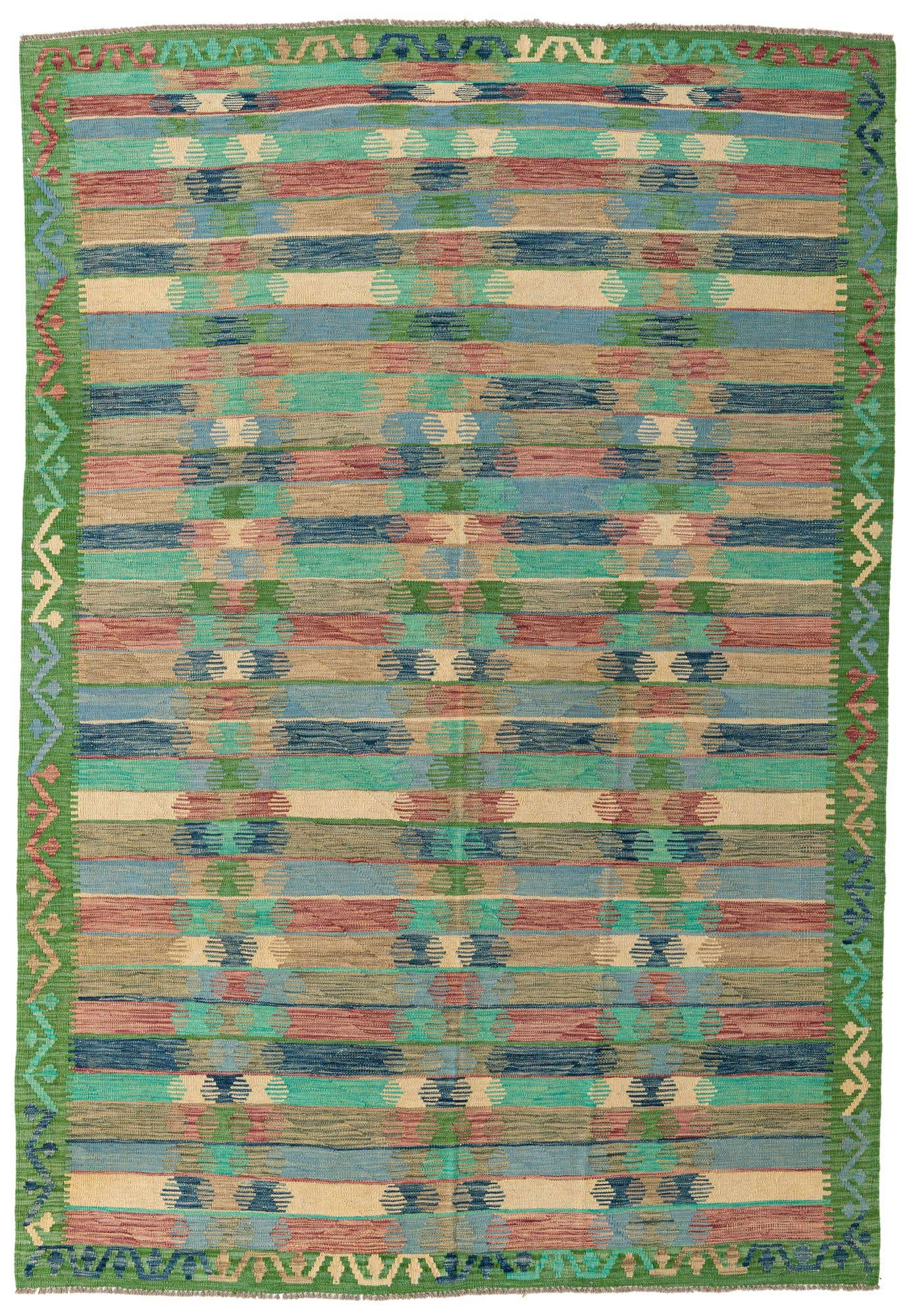 6' 7 x 9' 8 Hand Woven Kilim Modern Wool Rug