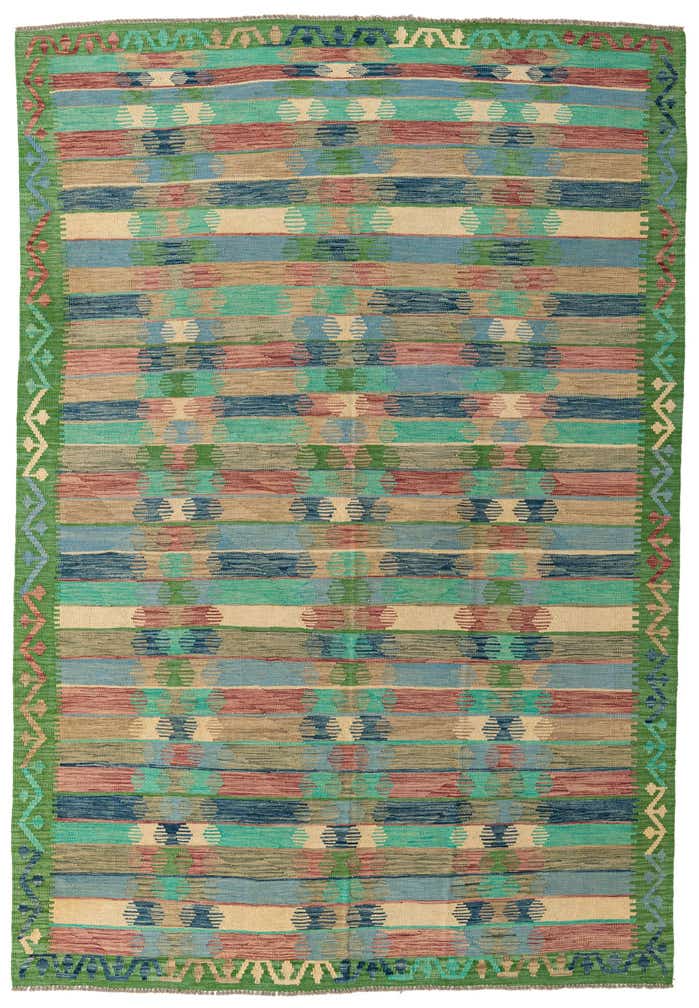 6' 7 x 9' 8 Hand Woven Kilim Modern Wool Rug