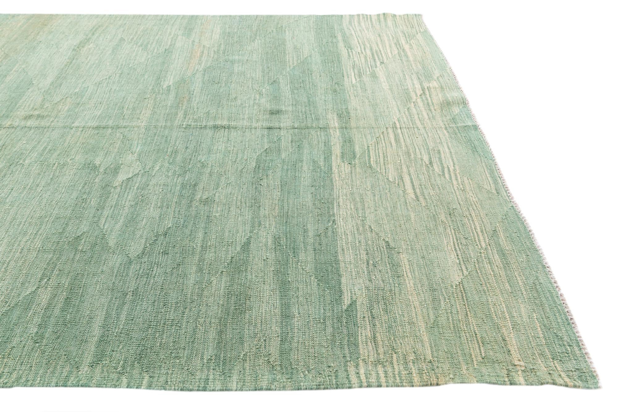 6' 2 x 9' 6 Hand Woven Kilim Modern Wool Rug