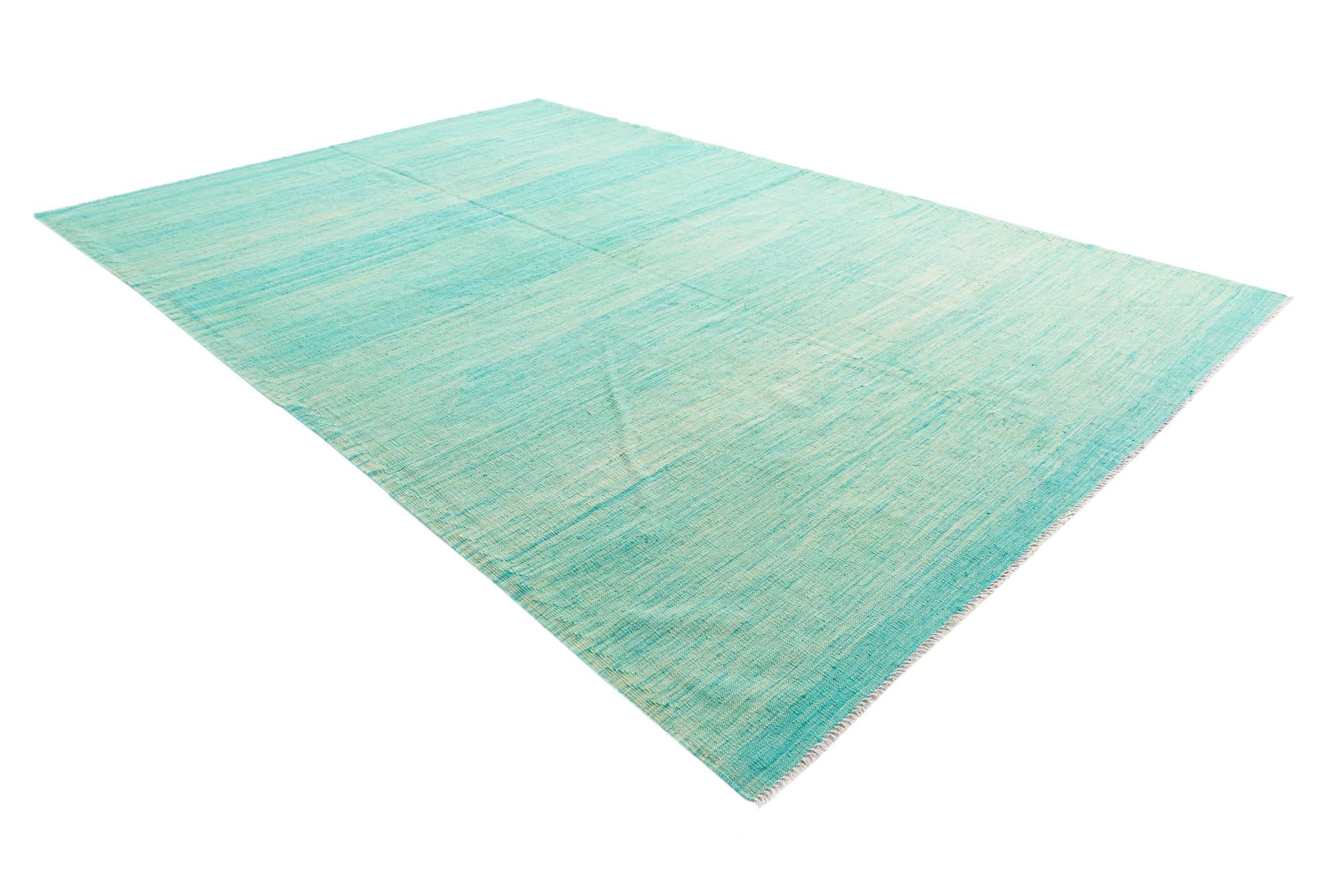 6' 7 x 10' 2 Hand Woven Kilim Modern Wool Rug