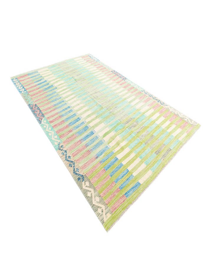 Detail image of 6' 5 x 9' 10  Hand Woven Kilim Modern Wool Rug