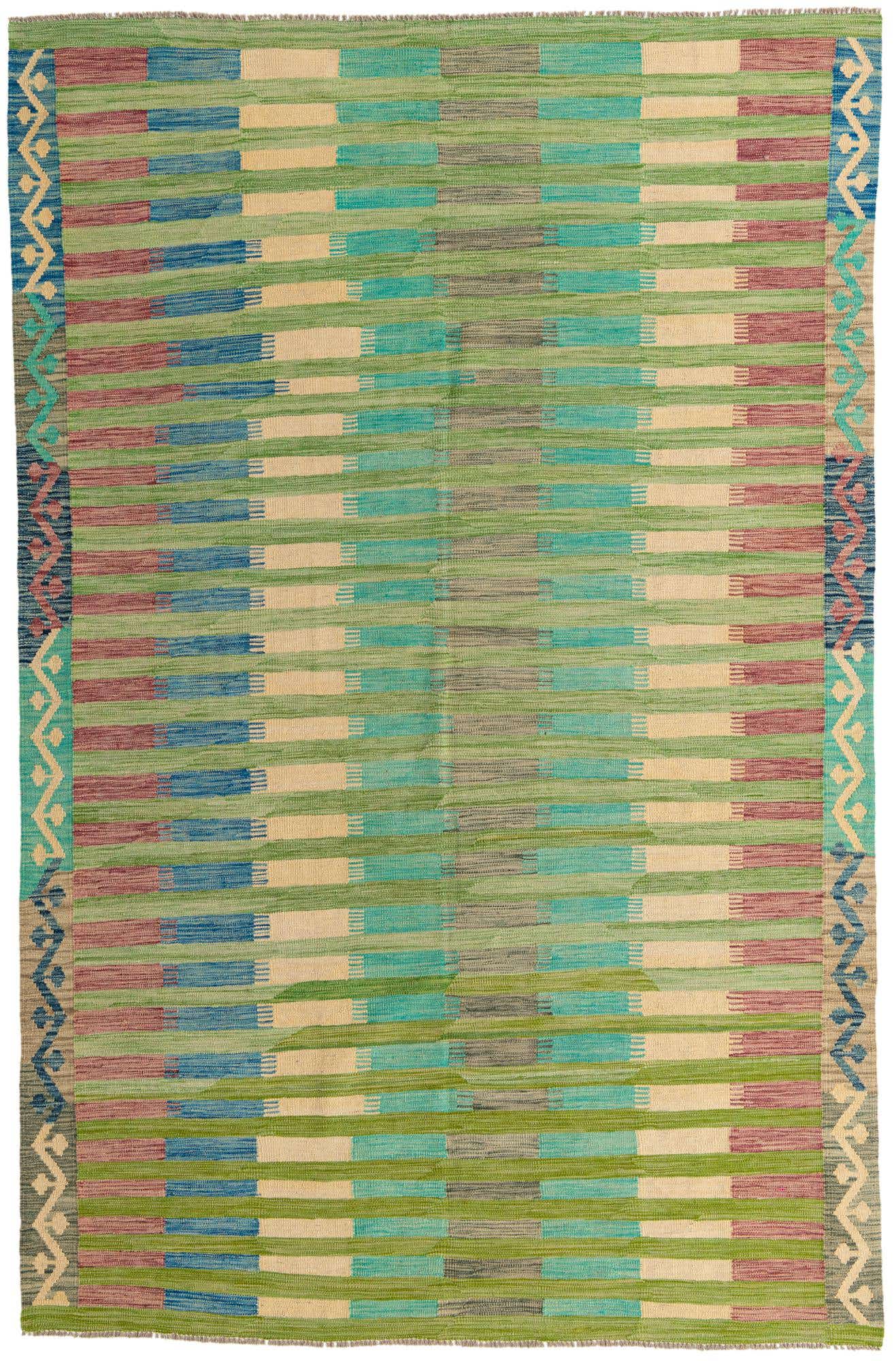 6' 5 x 9' 10 Hand Woven Kilim Modern Wool Rug