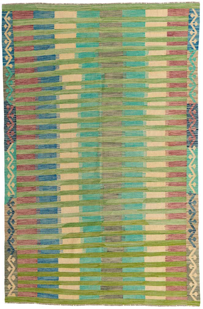 6' 5 x 9' 10 Hand Woven Kilim Modern Wool Rug