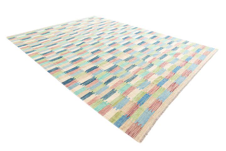 7' x 9' 5 Hand Woven Kilim Modern Wool Rug