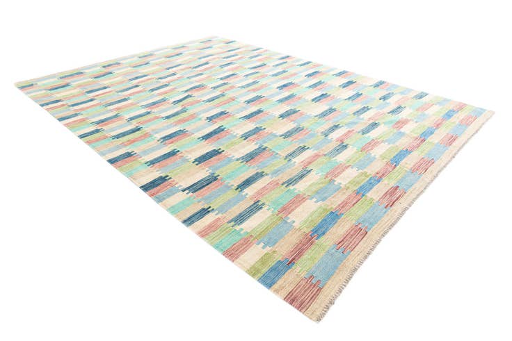 Detail image of 7' x 9' 5 Hand Woven Kilim Modern Wool Rug