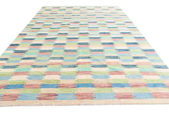 7' x 9' 5 Hand Woven Kilim Modern Wool Rug
