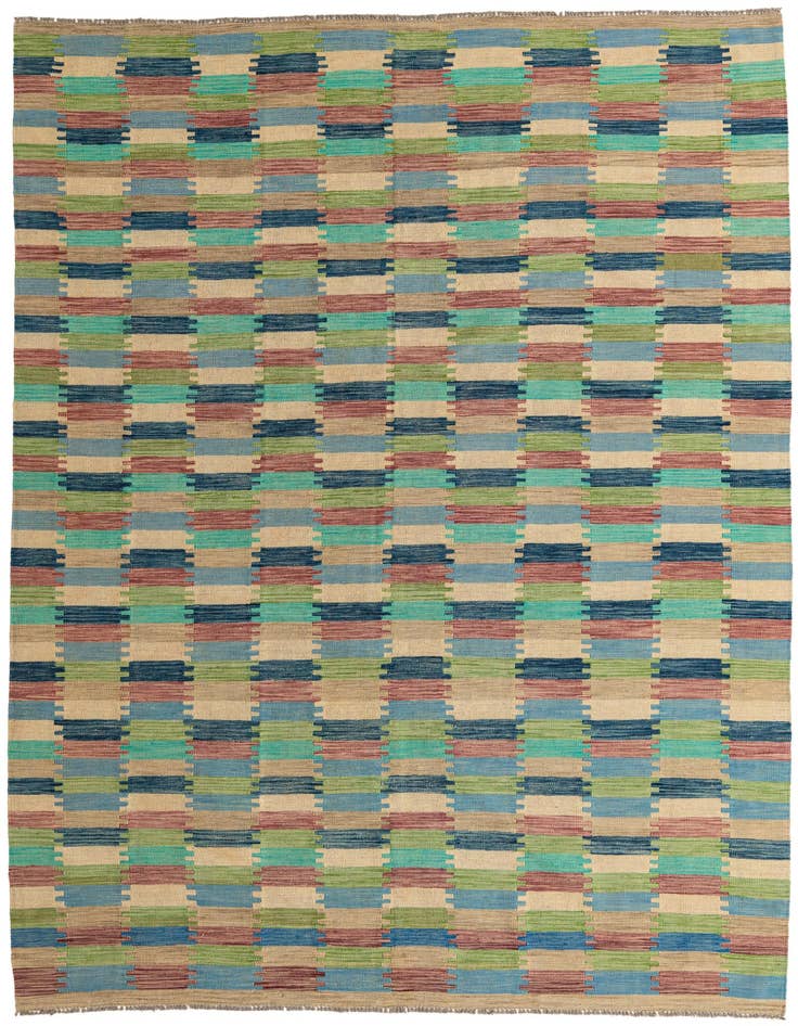 Detail image of 7' x 9' 5 Hand Woven Kilim Modern Wool Rug