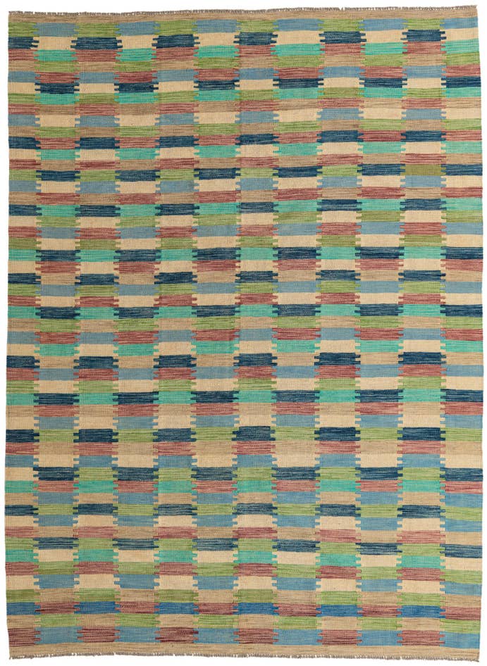 Detail image of 7' x 9' 5 Hand Woven Kilim Modern Wool Rug
