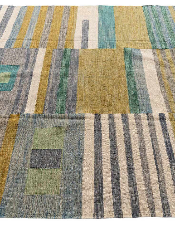 Detail image of 6' 8 x 9' 2  Hand Woven Kilim Modern Wool Rug