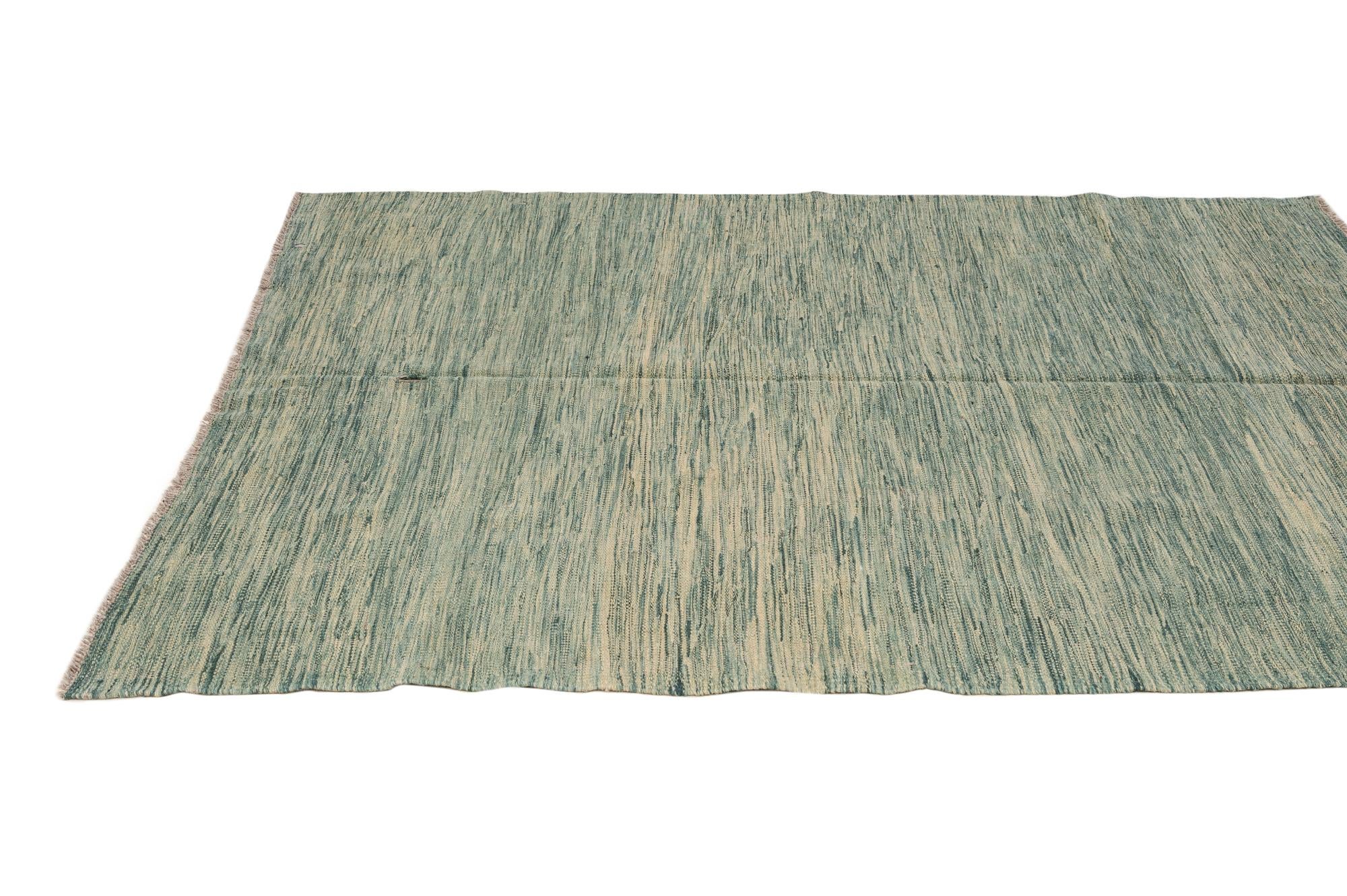 4' 9 x 6' 6 Hand Woven Kilim Modern Wool Rug