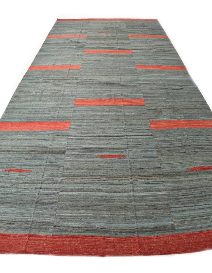 Detail image of 12' 3 x 15' 9  Hand Woven Kilim Modern Wool Rug