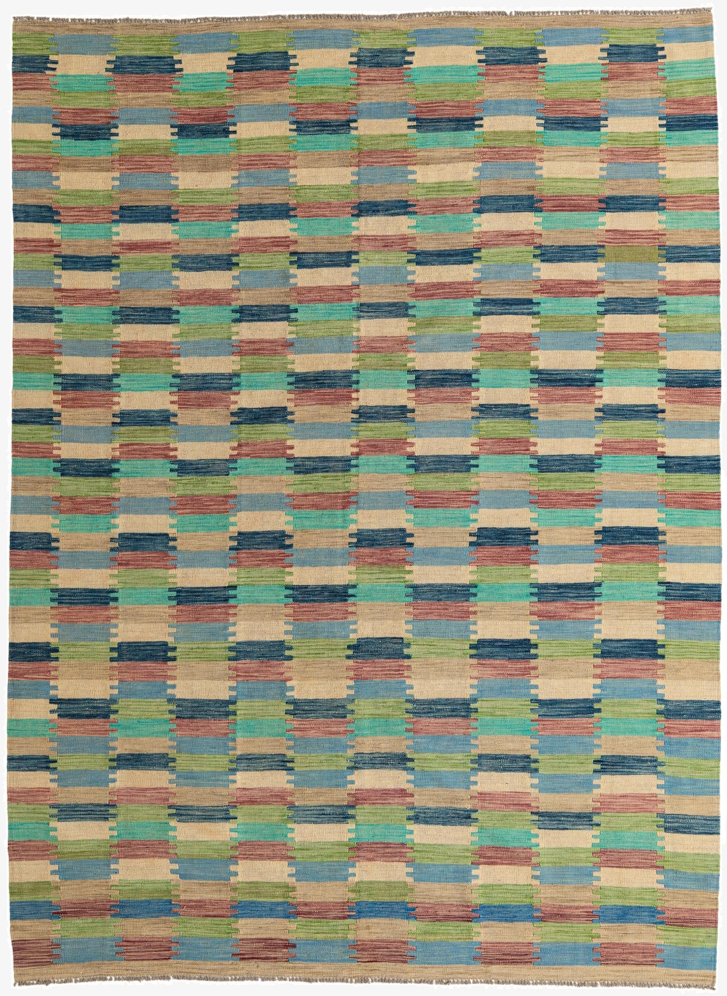 7' x 9' 5  Hand Woven Kilim Modern Wool Rug