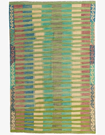 6' 5 x 9' 10 Hand Woven Kilim Modern Wool Rug