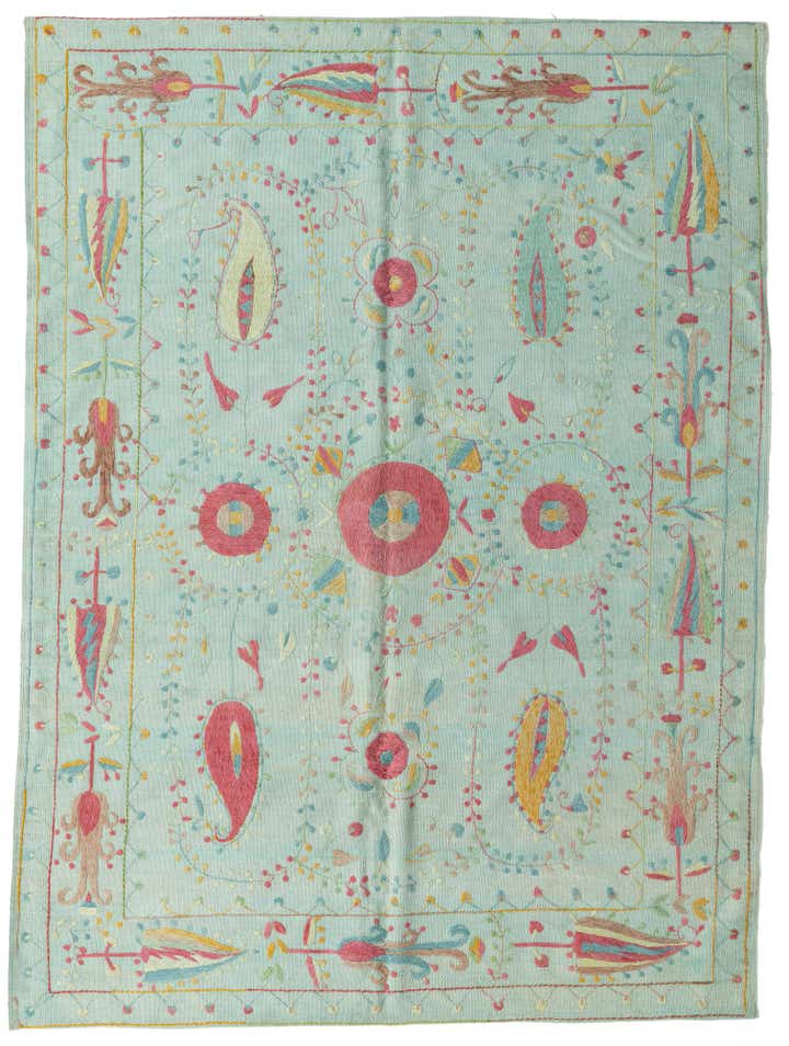 6' x 8' Hand Woven Kilim Suzani Wool Rug