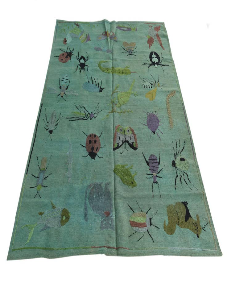 Detail image of 4' 10 x 6' 7 Hand Woven Kilim Suzani Wool Rug