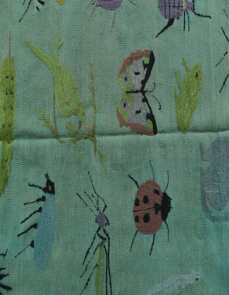 Detail image of 4' 10 x 6' 7 Hand Woven Kilim Suzani Wool Rug