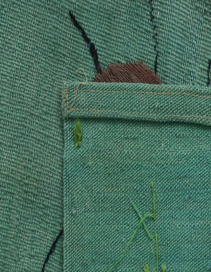 Detail image of 4' 10 x 6' 7 Hand Woven Kilim Suzani Wool Rug