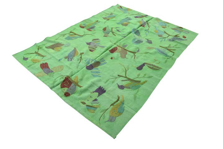 4' 7 x 6' 2 Hand Woven Kilim Suzani Wool Rug