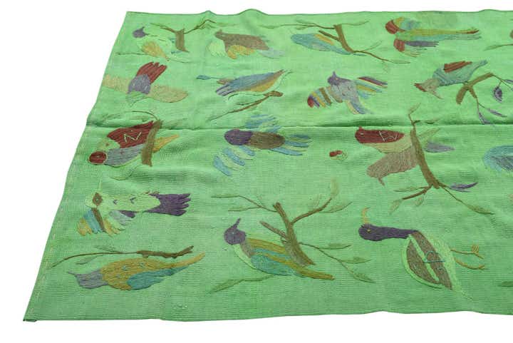 4' 7 x 6' 2 Hand Woven Kilim Suzani Wool Rug
