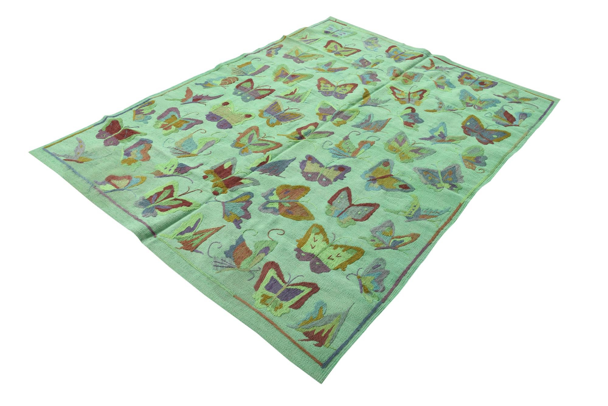 4' 10 x 6' 7 Hand Woven Kilim Suzani Wool Rug