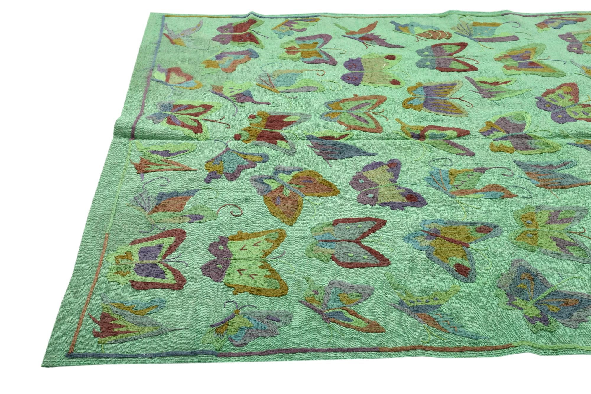 4' 10 x 6' 7 Hand Woven Kilim Suzani Wool Rug