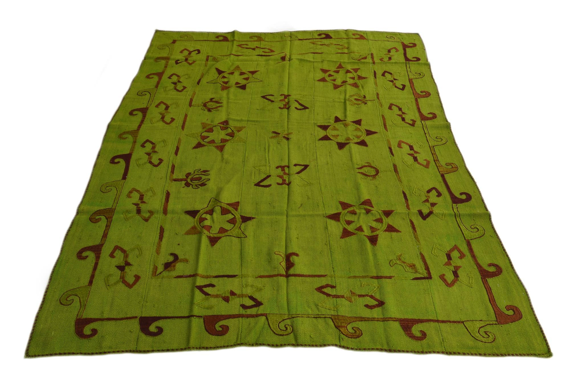 5' 6 x 7' 4 Hand Woven Kilim Suzani Wool Rug