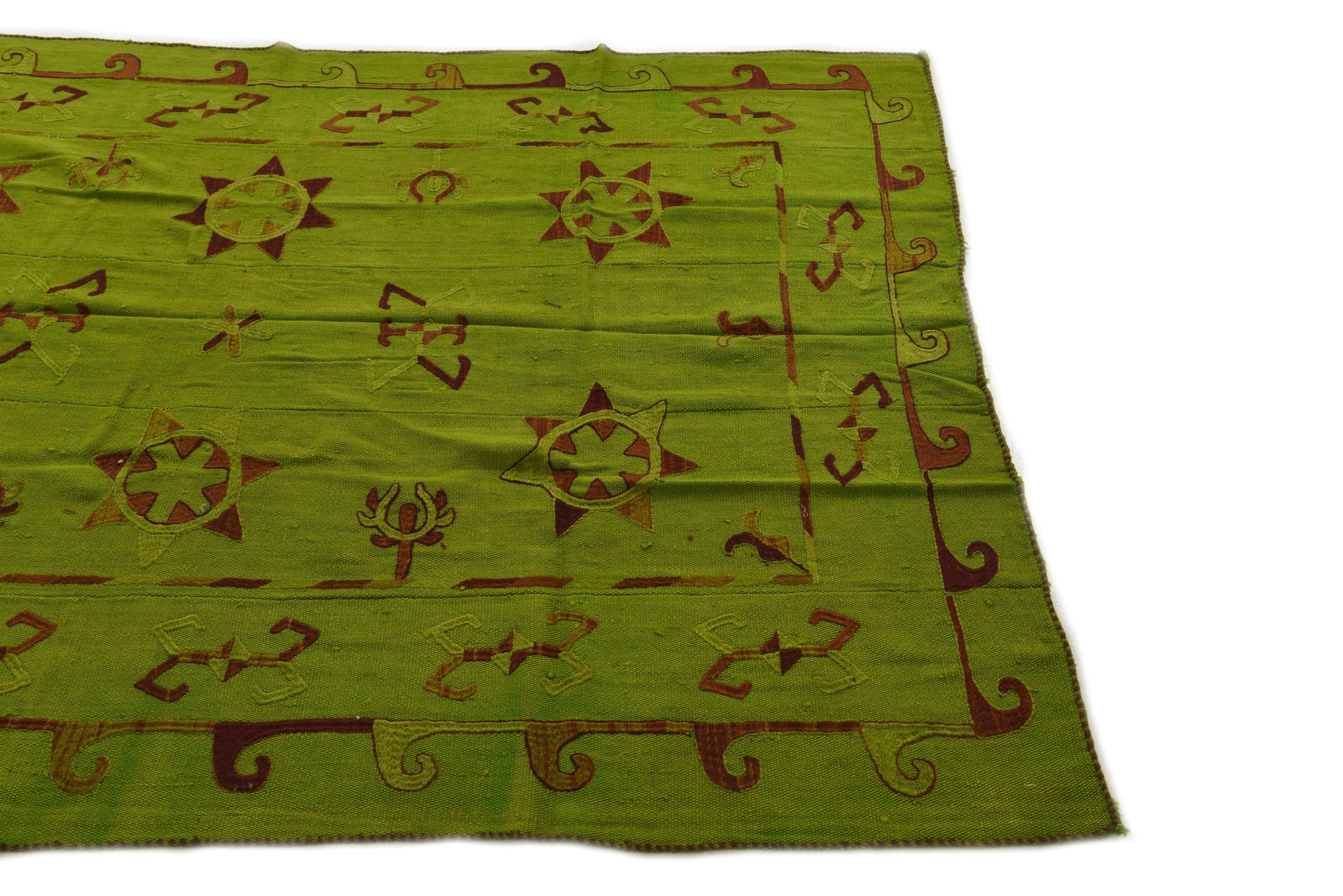 5' 6 x 7' 4 Hand Woven Kilim Suzani Wool Rug