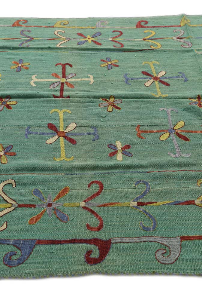 5' 9 x 7' 9 Hand Woven Kilim Suzani Wool Rug