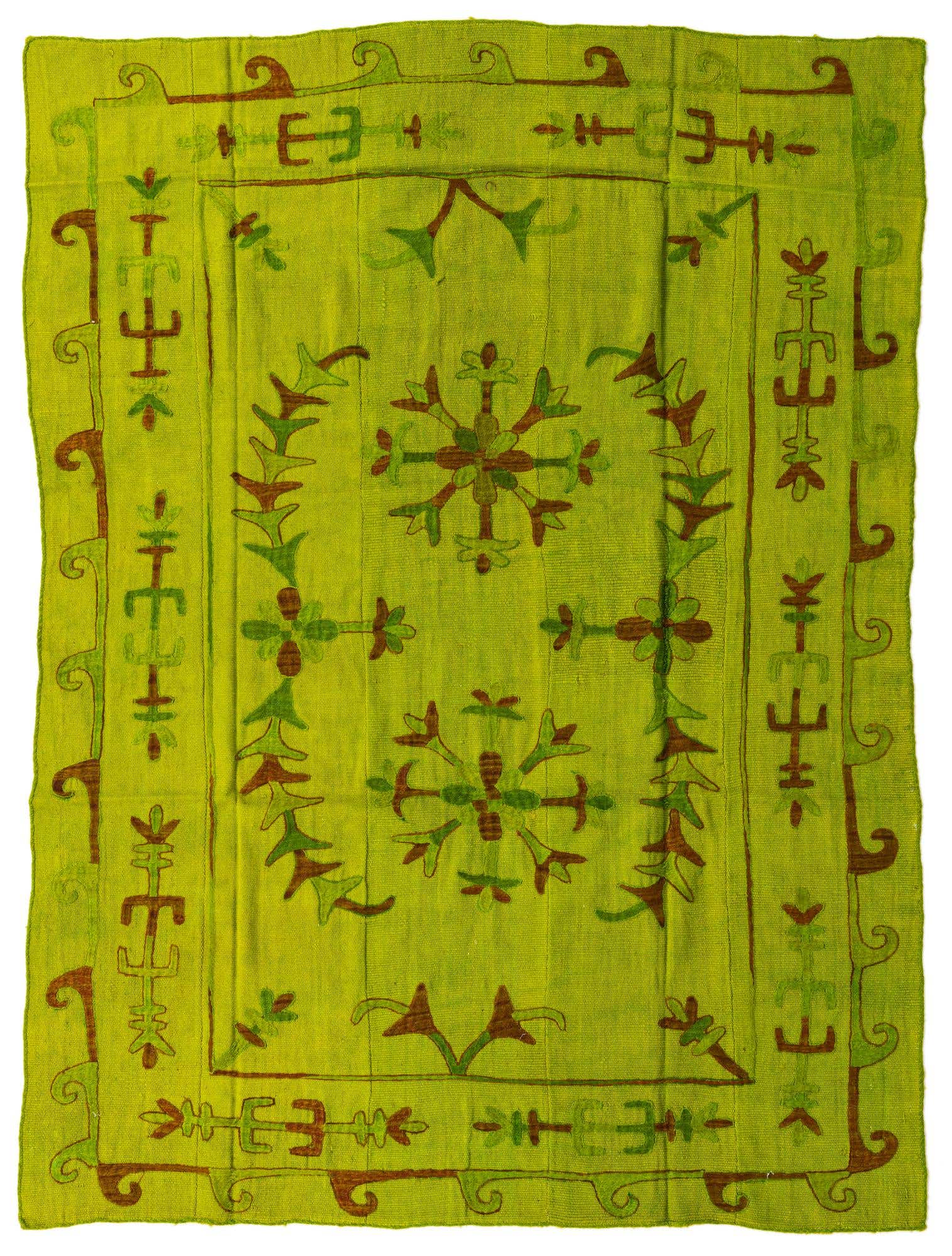 5' 7 x 7' 8 Hand Woven Kilim Suzani Wool Rug